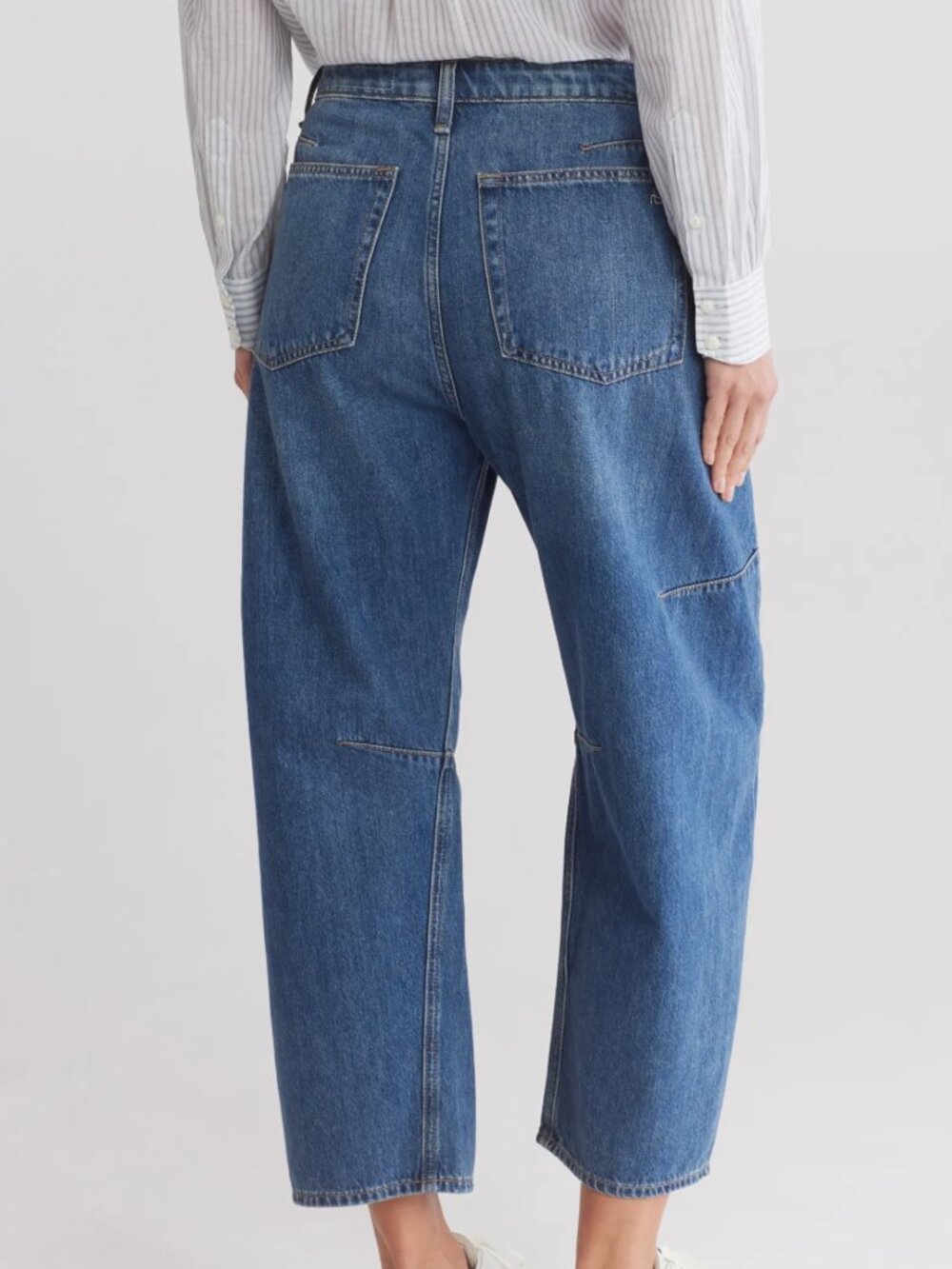 NWT Rag & Bone Chase High Rise Barrel Jeans Latrobe Blue Size 26 $268 Curved Leg - Picture 11 of 11